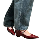 Damen elegante Slingback-Ballerinas mit modischem Riemen und spitzem Fußteil R&B