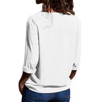 Damen elegante Bluse mit V-Ausschnitt und umschlagbaren Ärmeln R&B