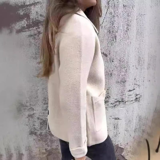 Damen kuschelige Fleecejacke mit kurzen Kragen R&B