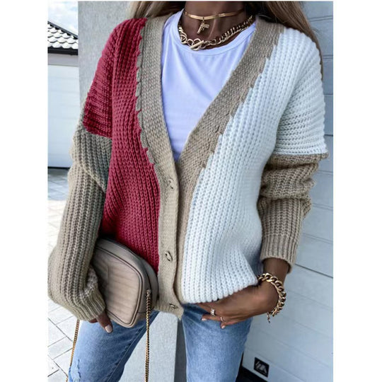 Damen Grobstrick-Knopfjacke im lässigen Oversized-Stil R&B