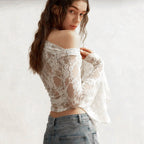 Damen Spitzentop mit weitem Ärmel R&B