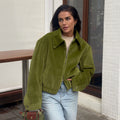 Damen Modische Veloursjacke mit elastischem Bund R&B