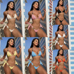 Damen Triangel-Bikini mit plissierten Details und goldenen Akzenten R&B