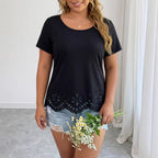 Damen modisches T-Shirt mit floralen Lochdetails R&B