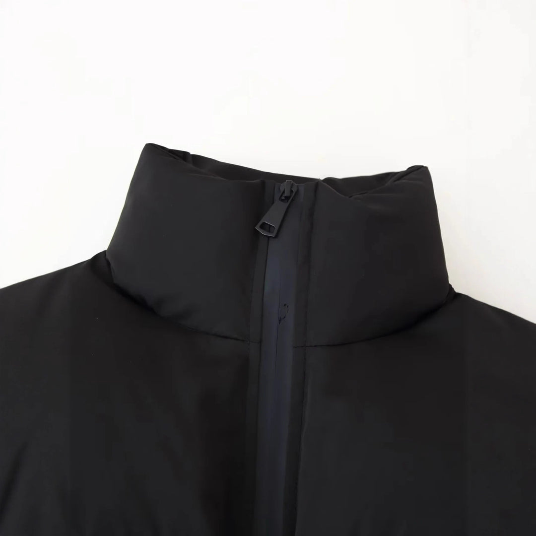 Damen modische cropped Daunenjacke mit hohem Kragen und praktischen Taschen R&B
