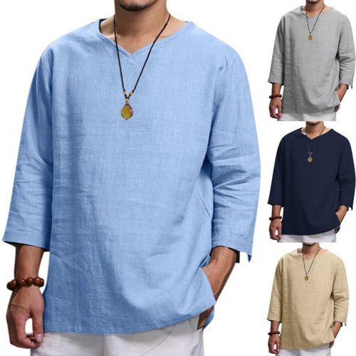 Herren Leichte Leinenbluse R&B