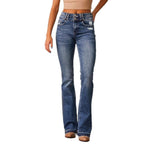 Damen Flared Jeans im Vintage-Stil mit hohen Taillen R&B