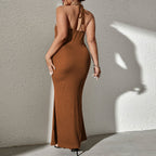 Damen elegantes Maxikleid mit schmalen Trägern und figurschmeichelndem Schnitt R&B