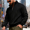 Herren nan strukturiertes Halfzip-Strickpullover mit Zopfmuster und hohem Stehkragen R&B