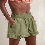 Damen Lockere Shorts mit Volant und Taschen R&B