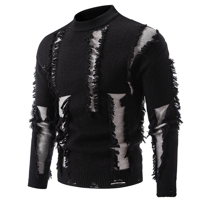 Herren Pullover mit auffälligem Fransen-Design