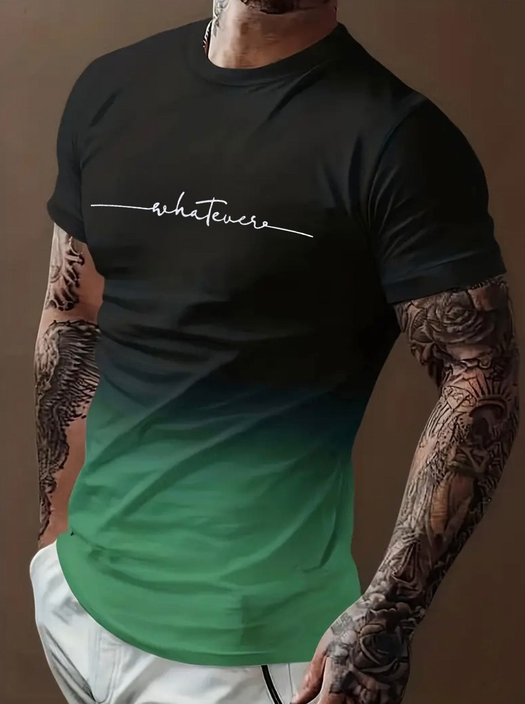 Herren T-Shirt mit modernem Farbverlauf und Palmenstickerei R&B