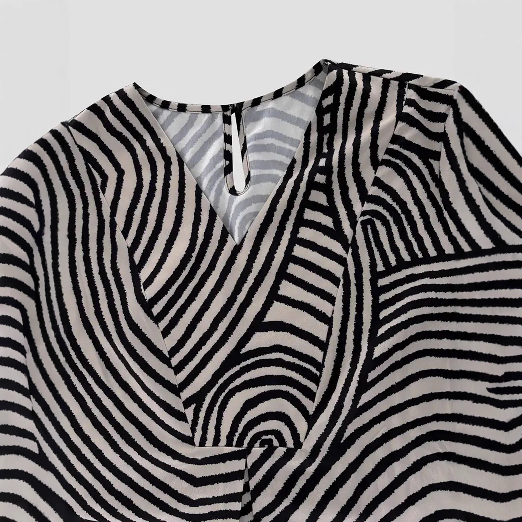 Damen Tunika-Kleid mit lässigem Streifenmuster und weit geschnittenem Design R&B