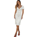 Damen figurbetontes Midikleid mit Puffärmeln und Kordelzug R&B