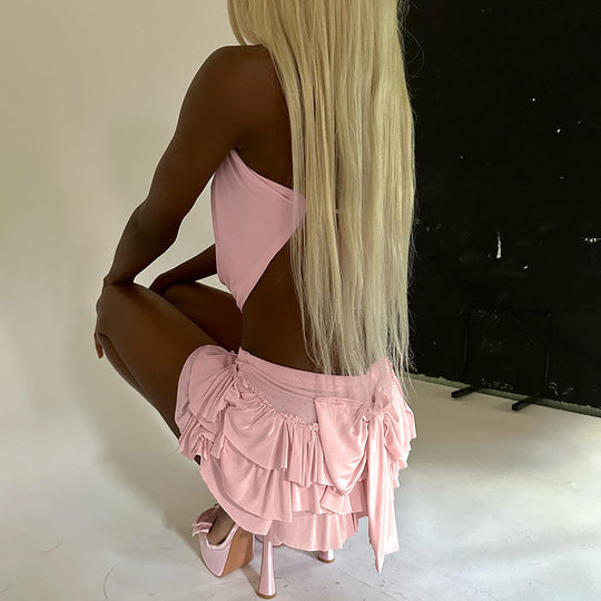Damen Mini-Rock mit voluminösen Rüschendetails R&B