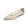 Damen elegante Ballerinas mit schimmernden Strassdetails und transparentem Obermaterial