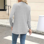 Damen Strickjacke mit offenen Front und praktischen Taschen R&B