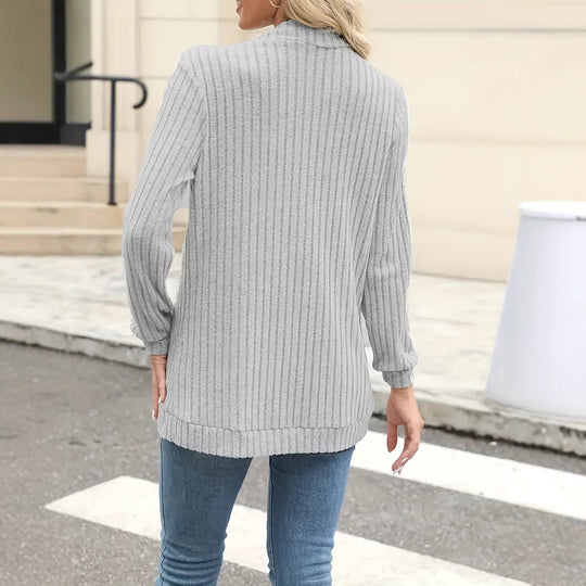 Damen Strickjacke mit offenen Front und praktischen Taschen R&B