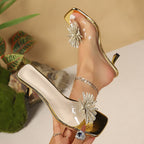Damen elegante Mules mit funkelndem Schuhblatt R&B