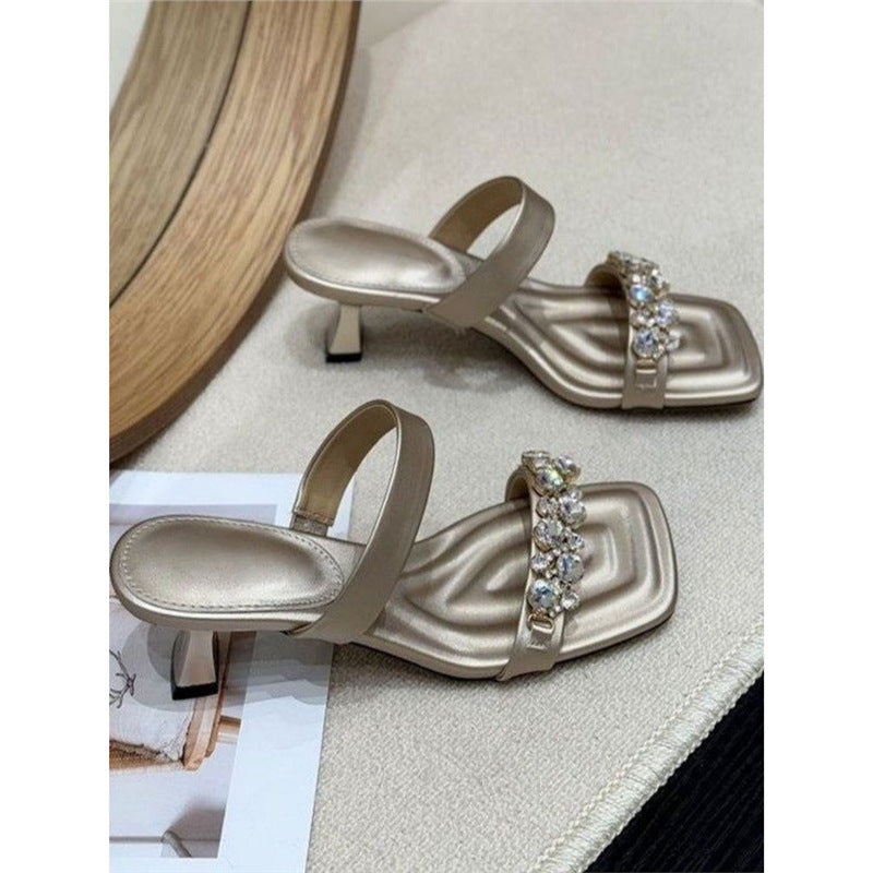 Damen elegante Slipper mit funkelnden Strassverzierungen R&B