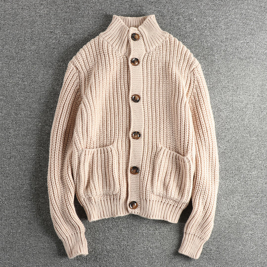 Damen Strickjacke mit großen Taschen und Knopfverschluss R&B