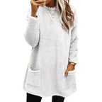 Damen Pullover mit weichem Teddy-Fleece und praktischen Taschen R&B