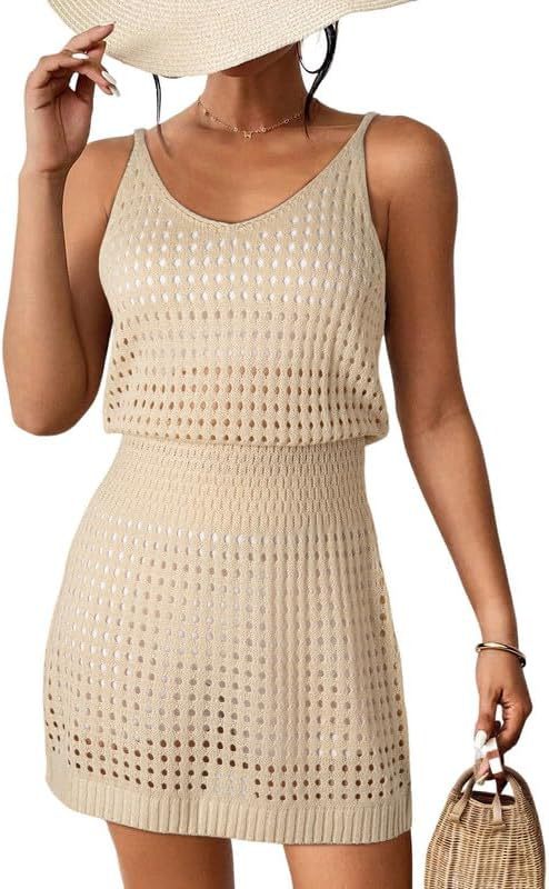 Damen luftiges Häkelkleid im Layering-Stil R&B