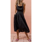 Damen Maxi-Kleid mit schulterfreiem Design und seitlichen Eingrifftaschen R&B