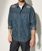 Herren Jeanshemden mit attraktivem Stickdesign