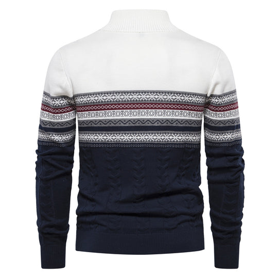 Herren Pullover mit modernem Zipper und attraktiven Farbmustern R&B