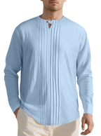 Herren Langarmshirt mit modischem Henley-Ausschnitt und Faltenstruktur R&B