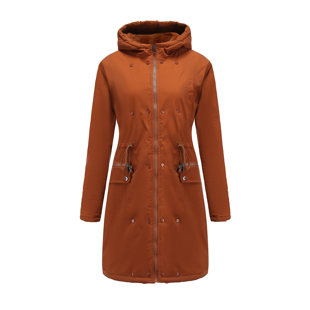 Damen elegante Parkajacke mit luxuriösem Kunstfellbesatz R&B