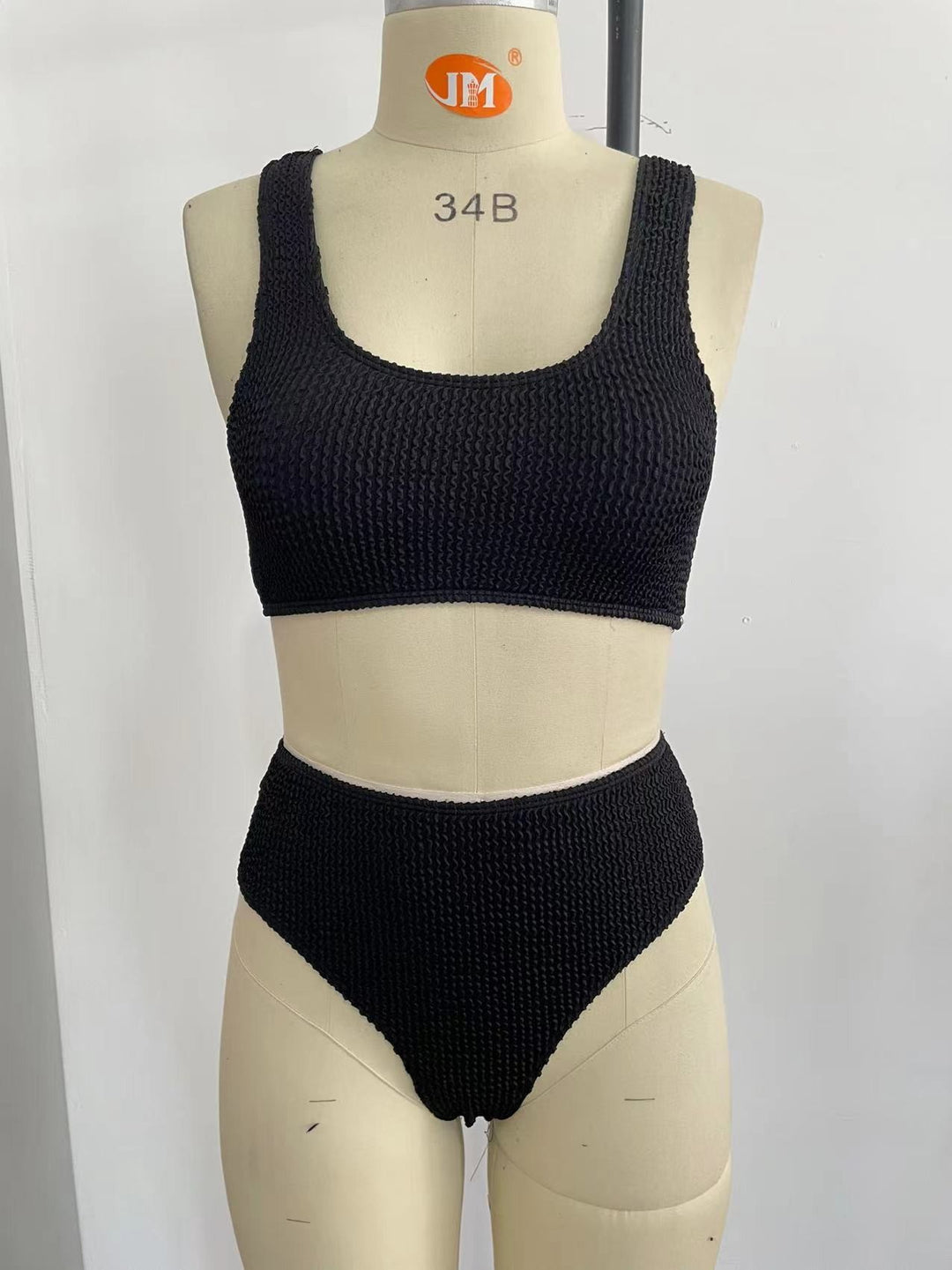 Damen High-Waist Bikini-Set mit modischem Rippstrick R&B