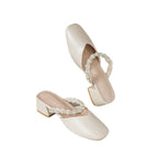 Damen Perlenapplikationen Slingback Schuhe EB