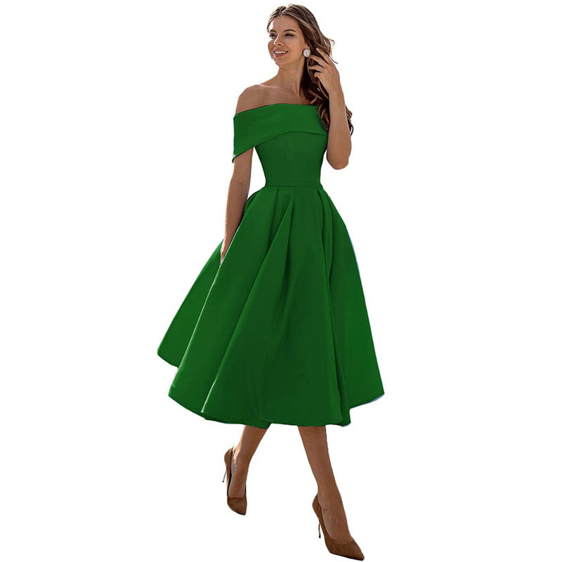 R&B | Legere Mode Satin Cocktailkleid Ohne Träger
