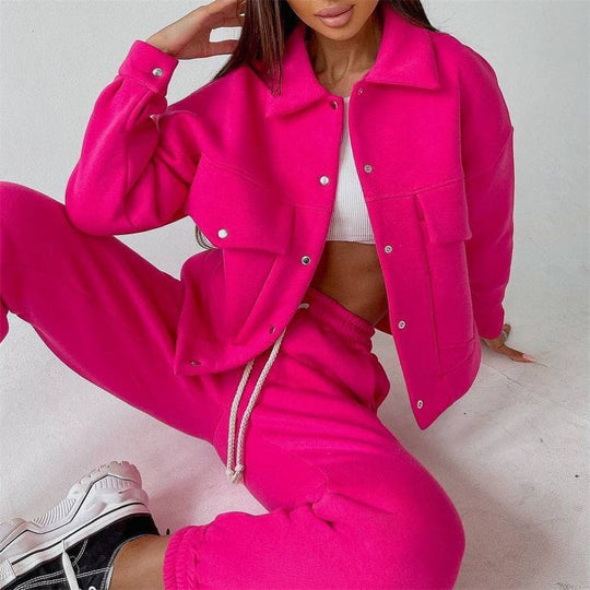 Damen sportliches Freizeit-Set mit trendiger Jacke und bequemen Jogginghosen R&B