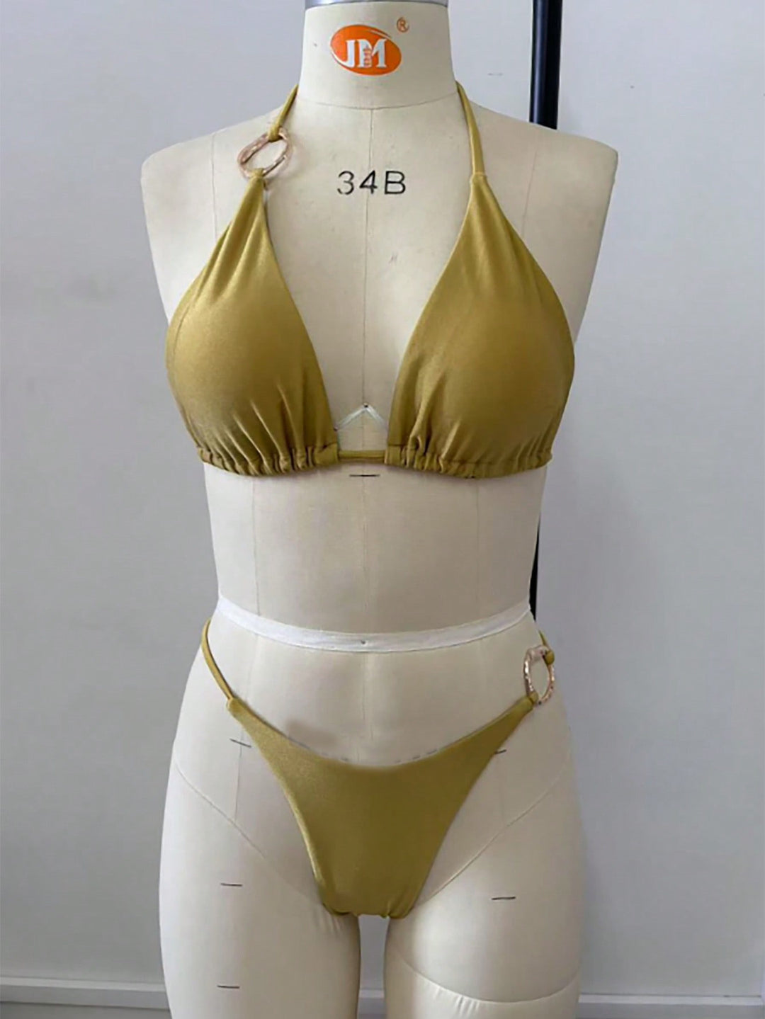 Damen Triangel-Bikini-Set mit modischen Metallringen R&B
