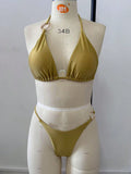 Damen Triangel-Bikini-Set mit modischen Metallringen R&B
