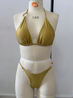Damen Triangel-Bikini-Set mit modischen Metallringen R&B