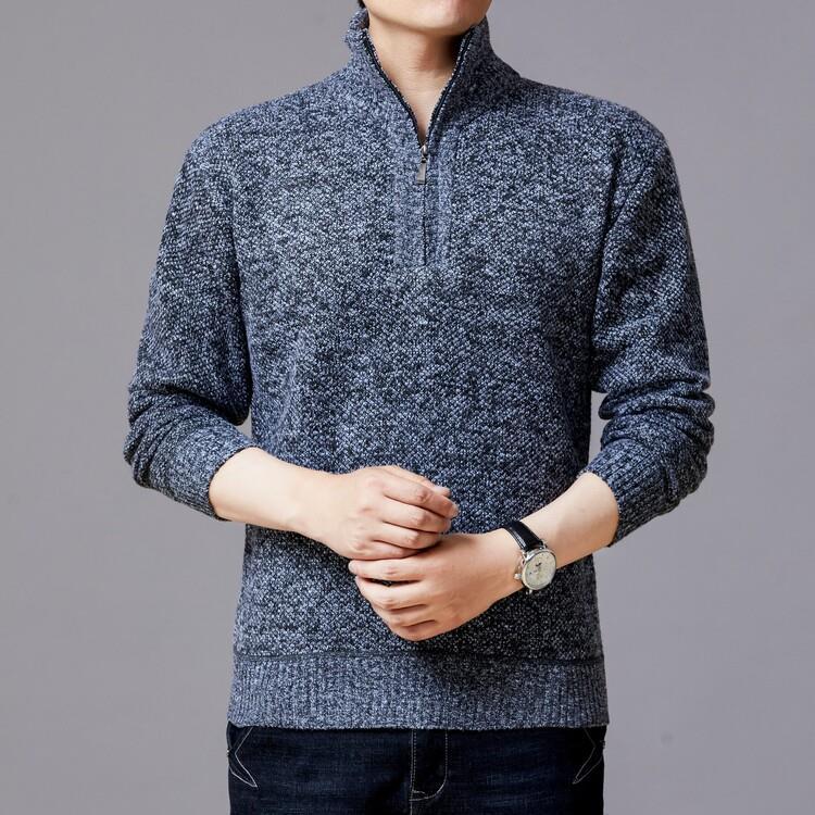 Herren Strickpullover mit modernem Stehkragen und strukturierter Oberfläche R&B