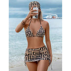 Damen Triangel-Bikini mit modischem geometrischem Design und verstellbaren Trägern R&B