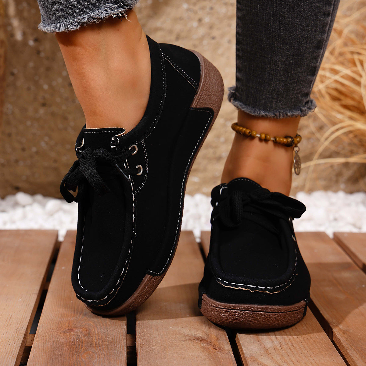 Damen Mokassin-Sneaker mit modernem Schnürdesign und rutschfester Sohle R&B