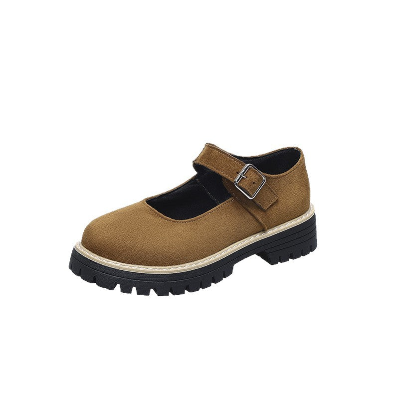Damen Retro Mary Jane Schuhe mit robustem Profil und verstellbarem Riemen R&B