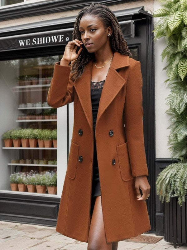 Damen Eleganter doppelreihiger Übergangsmantel R&B