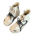 Damen modische Sportstiefel mit elastischem Schnürdesign und praktischem Reißverschluss