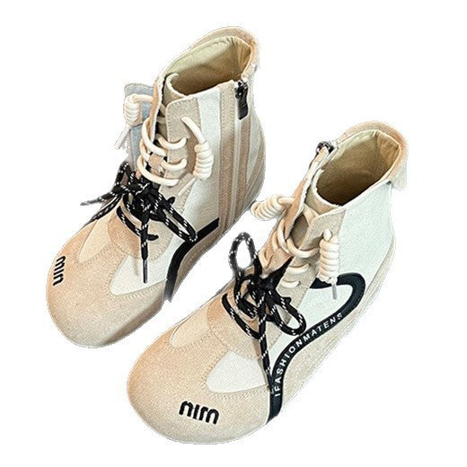 Damen modische Sportstiefel mit elastischem Schnürdesign und praktischem Reißverschluss