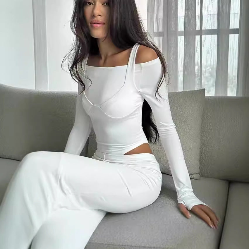 Damen Elegantes Langarmoberteil mit asymmetrischem Schnitt und modischem Design R&B