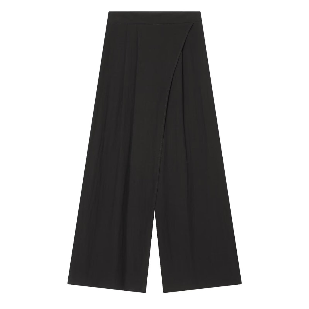 Damen elegante weite Hochbundhose mit asymmetrischem Schnitt R&B