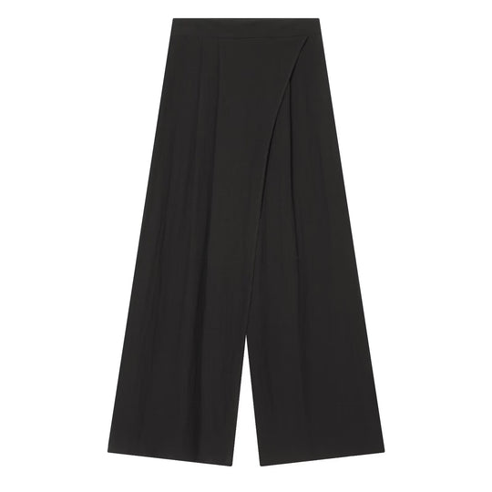 Damen elegante weite Hochbundhose mit asymmetrischem Schnitt R&B