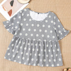 Damen Kurzarm Bluse mit floralem Design und Rüschendetails R&B